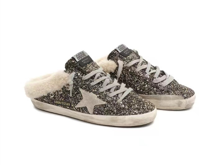 GOLDEN GOOSE Super-Star sabot أسود ذهبي