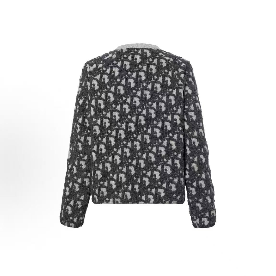 DIOR (Dior) Autumn 2025 Men's Collection - Wool Blend Oblique Print Round-neck Long-sleeved Sweater - Men's Style - Gray