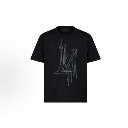 LOUIS VUITTON pattern-print round-neck short-sleeved T-shirt for men - black