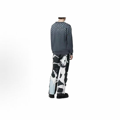 LOUIS VUITTON FW23 Gradient Logo Print Round-neck Sweater for Men-gray