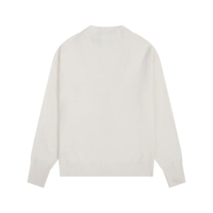 AMI Small Logo V-neck Button Sweater Beige