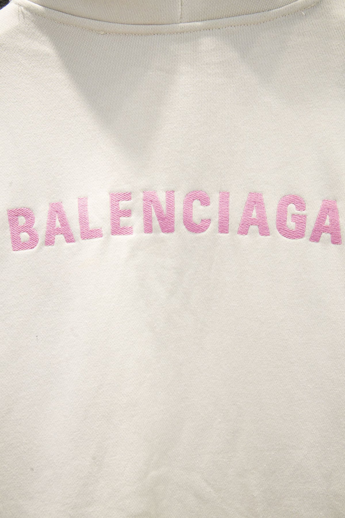Balenciaga all-white hoodie with pink logo