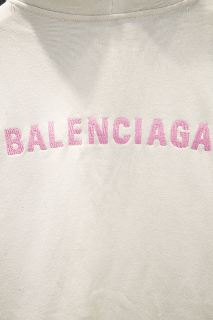 Balenciaga all-white hoodie with pink logo
