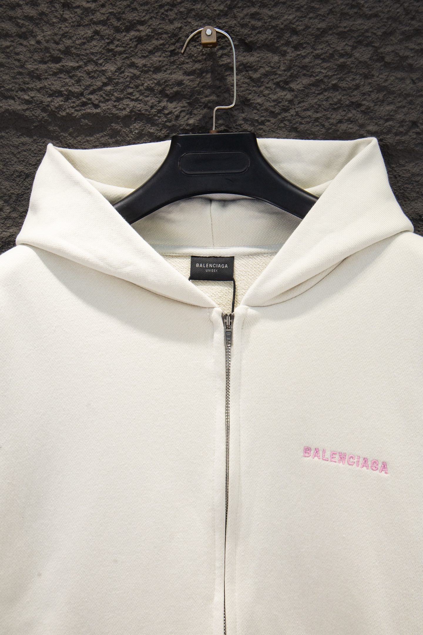 Balenciaga all-white hoodie with pink logo