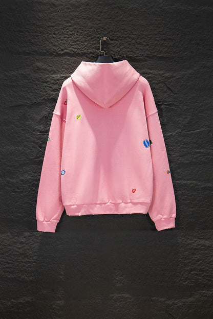 Balenciaga Distressed Hoodie with All-Over Fruit Print