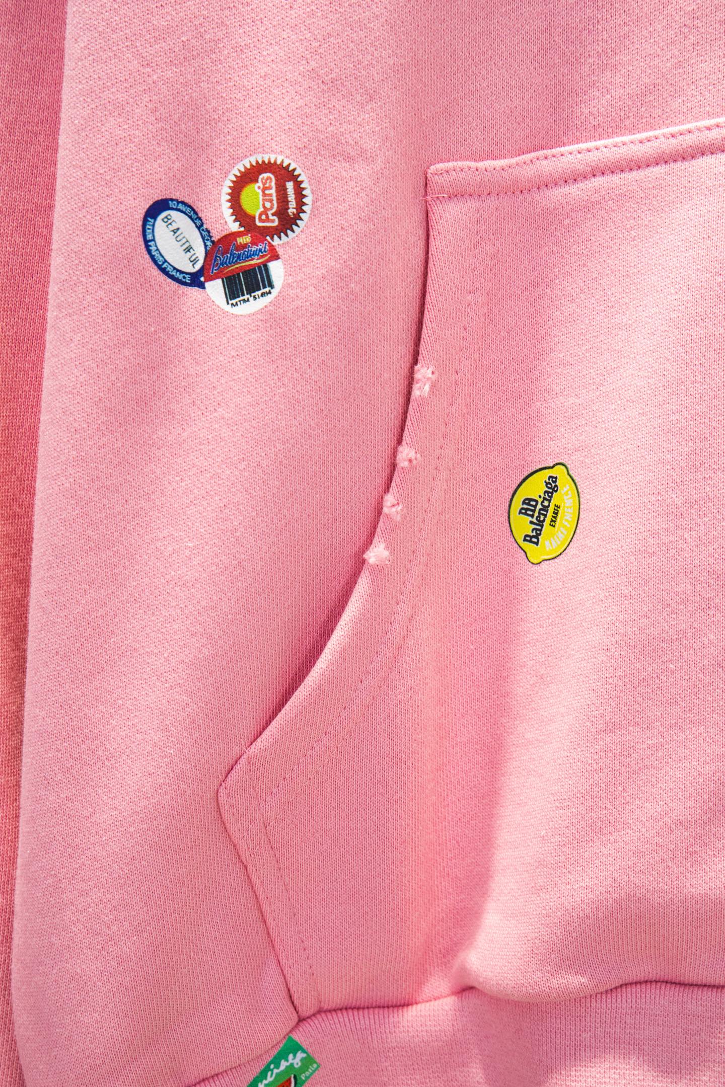 Balenciaga Distressed Hoodie with All-Over Fruit Print