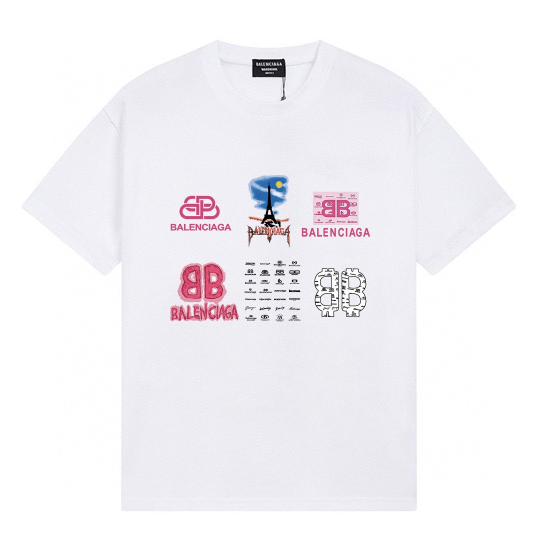 Balenciaga Classic Short-Sleeve T-Shirt with Fluid Logo Print