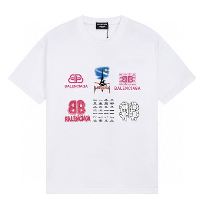 Balenciaga Classic Short-Sleeve T-Shirt with Fluid Logo Print