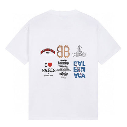 Balenciaga Classic Short-Sleeve T-Shirt with Fluid Logo Print