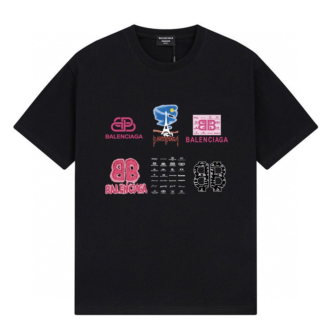 Balenciaga Classic Short-Sleeve T-Shirt with Fluid Logo Print