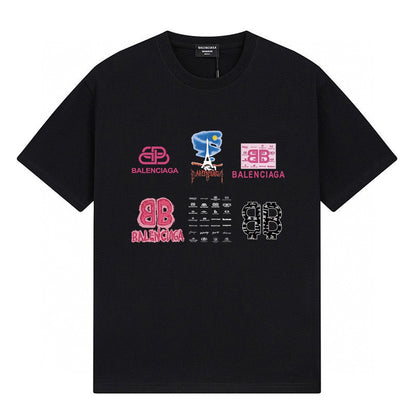 Balenciaga Classic Short-Sleeve T-Shirt with Fluid Logo Print