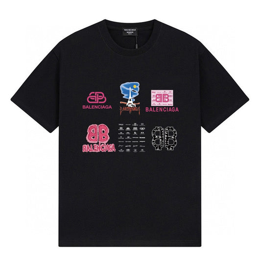 Balenciaga Classic Short-Sleeve T-Shirt with Fluid Logo Print