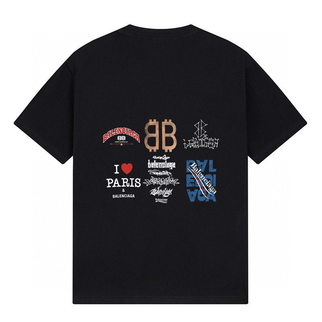 Balenciaga Classic Short-Sleeve T-Shirt with Fluid Logo Print