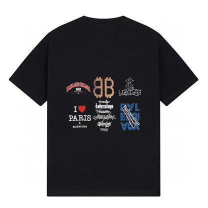 Balenciaga Classic Short-Sleeve T-Shirt with Fluid Logo Print