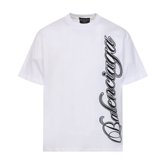 Balenciaga High-Density Embroidery T-Shirt with Large Logo