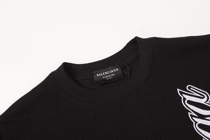 Balenciaga High-Density Embroidery T-Shirt with Large Logo