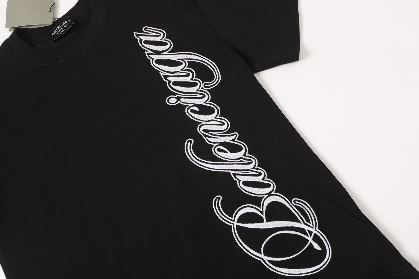 Balenciaga High-Density Embroidery T-Shirt with Large Logo