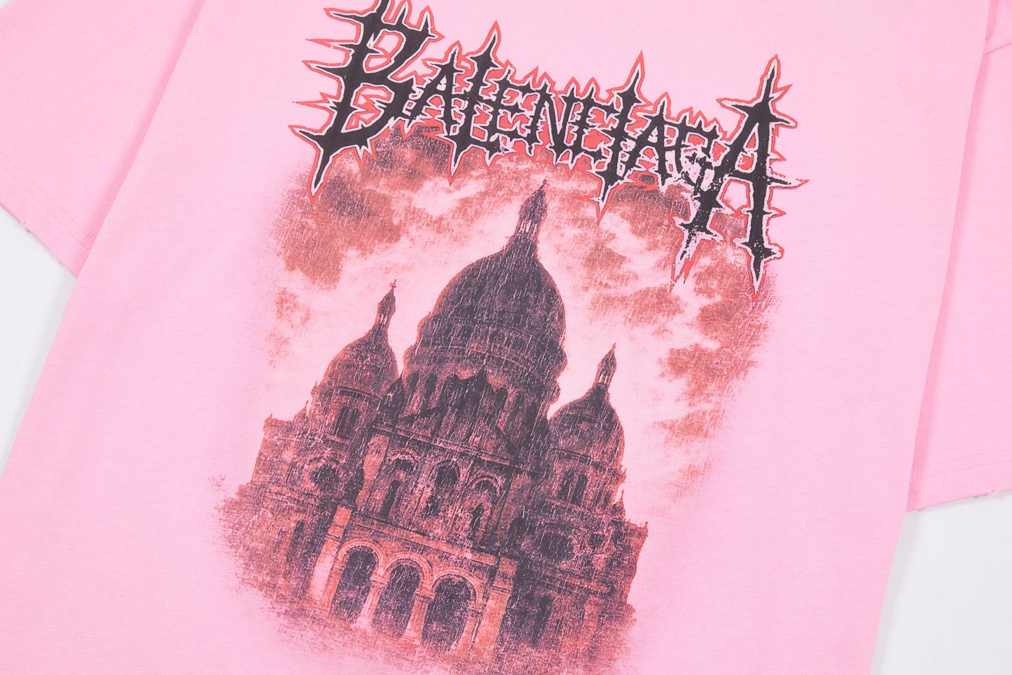 Balenciaga Sacred Heart print distressed short-sleeve T-shirt