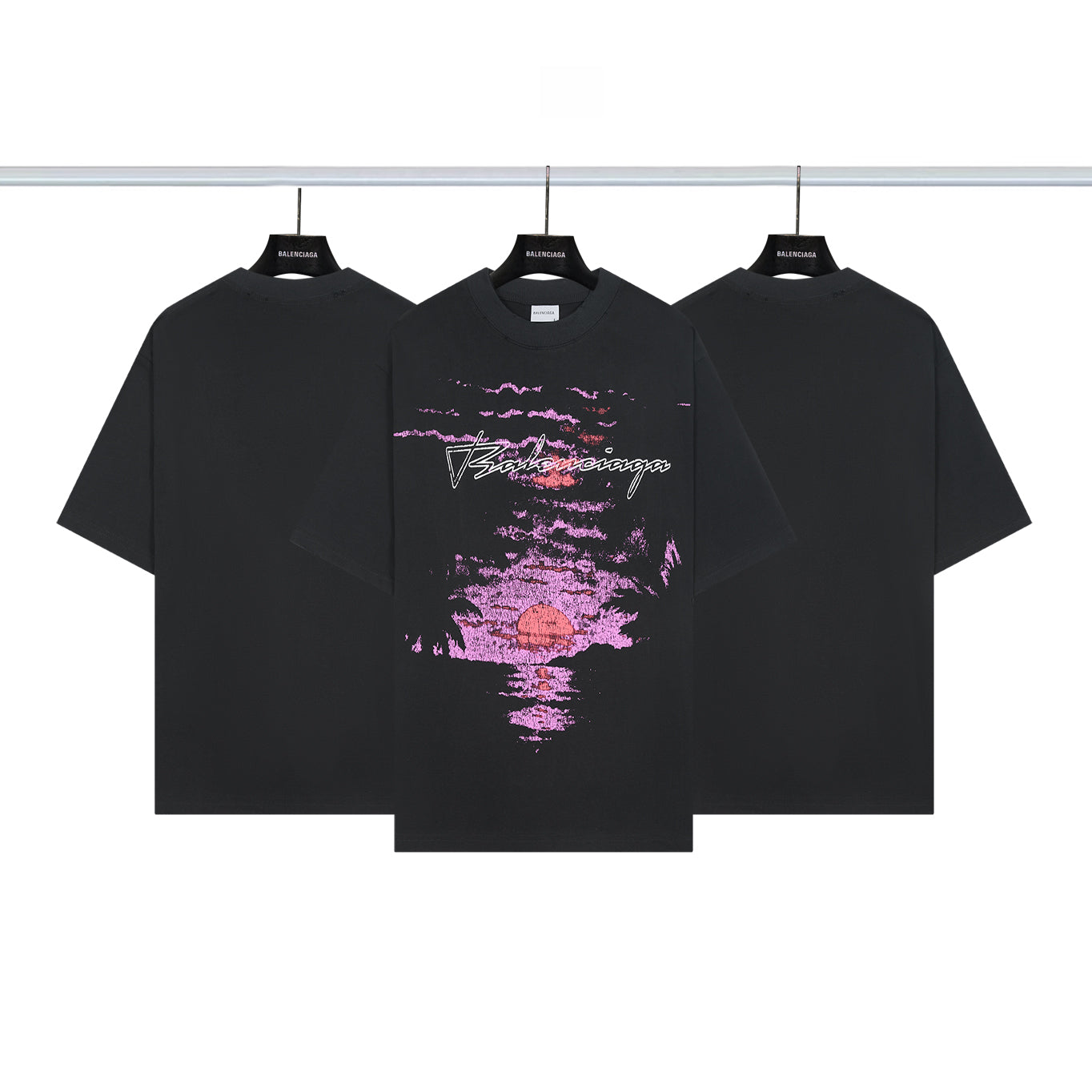 Balenciaga Sunset Print Short-Sleeve T-Shirt