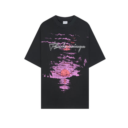Balenciaga Sunset Print Short-Sleeve T-Shirt
