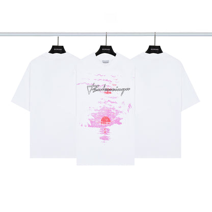 Balenciaga Sunset Print Short-Sleeve T-Shirt