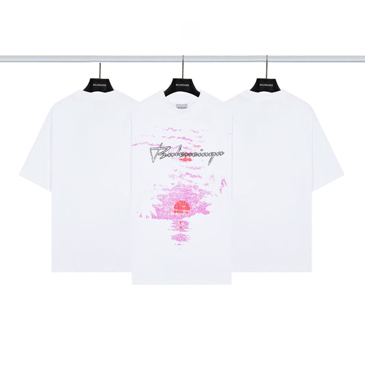 Balenciaga Sunset Print Short-Sleeve T-Shirt