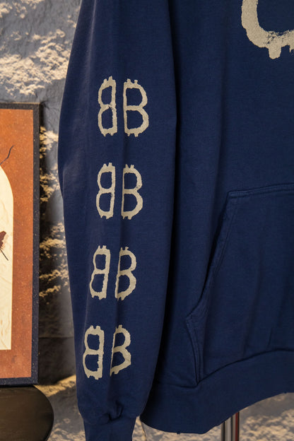 Balenciaga Mud-Dyed Double-B Hand-Painted Graffiti Hoodie