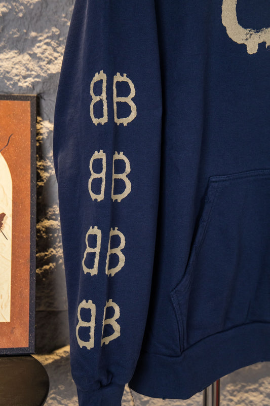 Balenciaga Mud-Dyed Double-B Hand-Painted Graffiti Hoodie