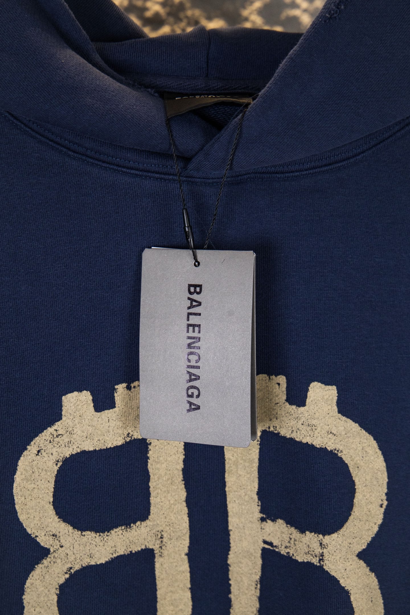 Balenciaga Mud-Dyed Double-B Hand-Painted Graffiti Hoodie