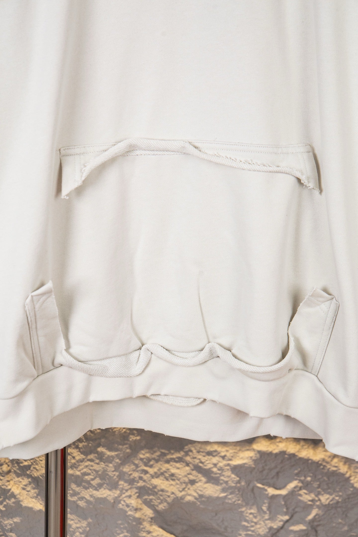 Balenciaga Unisex Oversized French Terry Sweatshirt – Heavy-Duty Distressed & Washed Finish with Yellow Masking Tape-Style Graphic