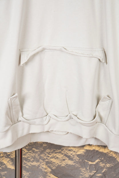 Balenciaga Unisex Oversized French Terry Sweatshirt – Heavy-Duty Distressed & Washed Finish with Yellow Masking Tape-Style Graphic