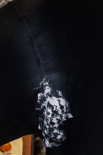 Balenciaga Distressed Washed Hoodie with Large Hand-Painted "M" Graffiti on Front