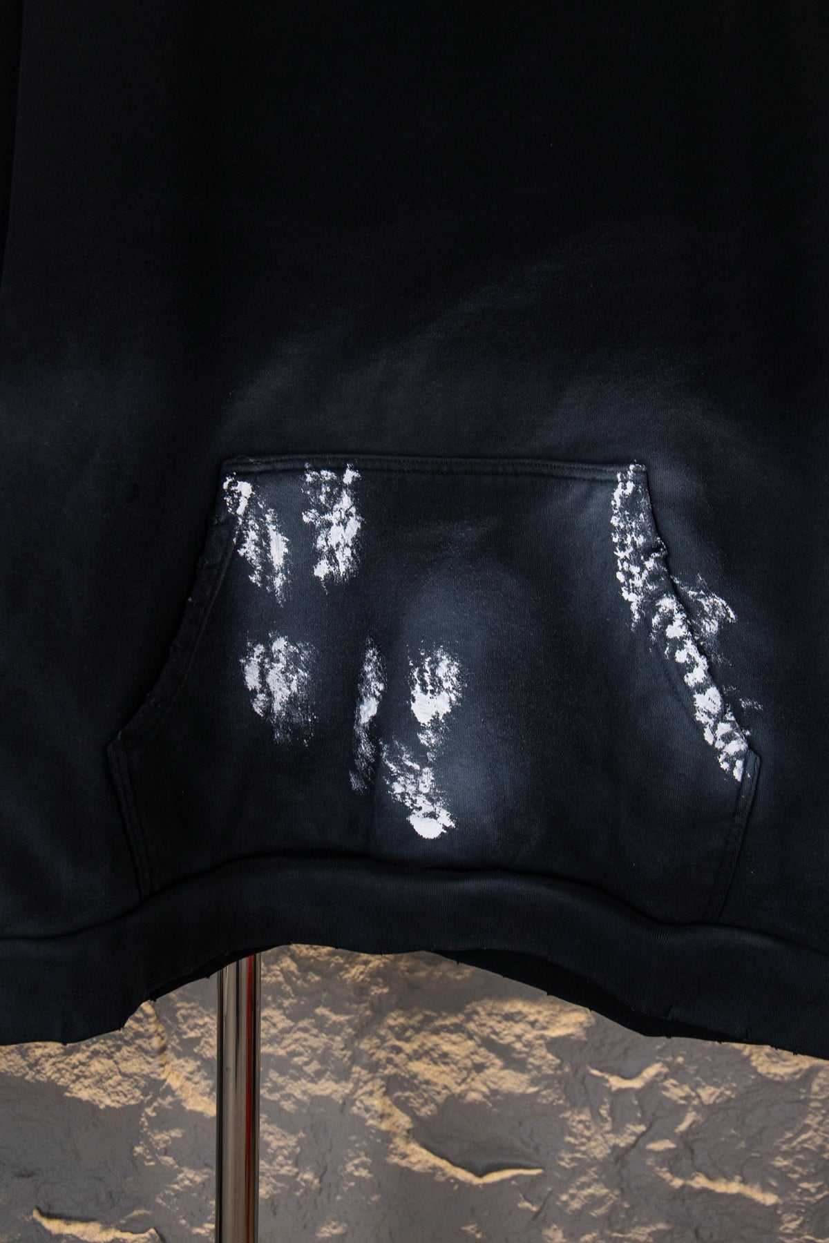 Balenciaga Distressed Washed Hoodie with Large Hand-Painted "M" Graffiti on Front