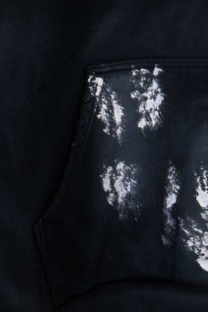 Balenciaga Distressed Washed Hoodie with Large Hand-Painted "M" Graffiti on Front