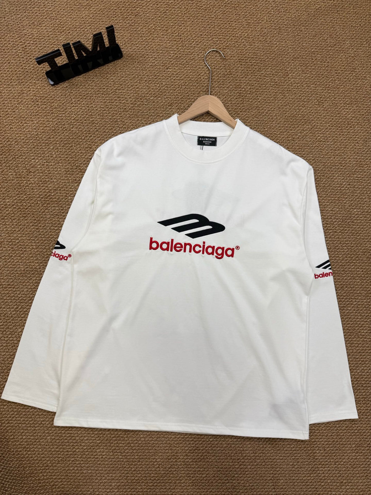 Balenciaga Long-Sleeve T-Shirt with Large Embroidered "M3M" Letter Logo