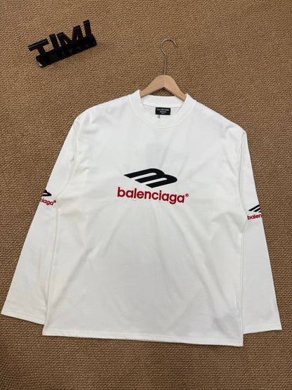 Balenciaga Long-Sleeve T-Shirt with Large Embroidered "M3M" Letter Logo