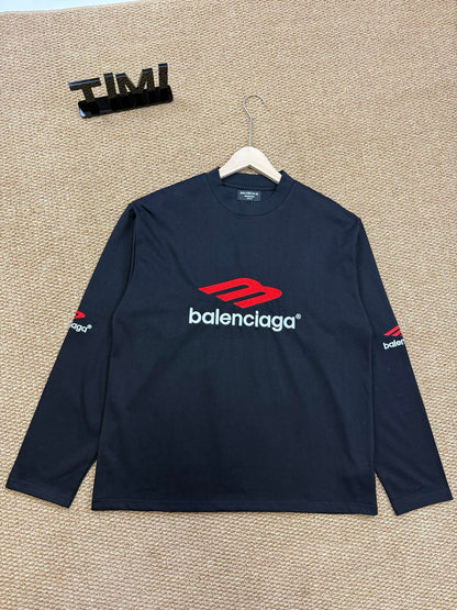 Balenciaga Long-Sleeve T-Shirt with Large Embroidered "M3M" Letter Logo