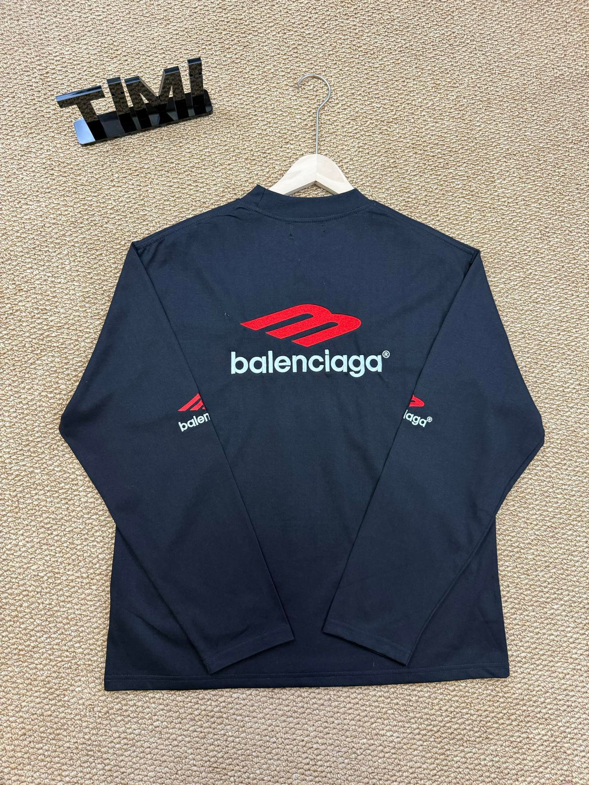 Balenciaga Long-Sleeve T-Shirt with Large Embroidered "M3M" Letter Logo