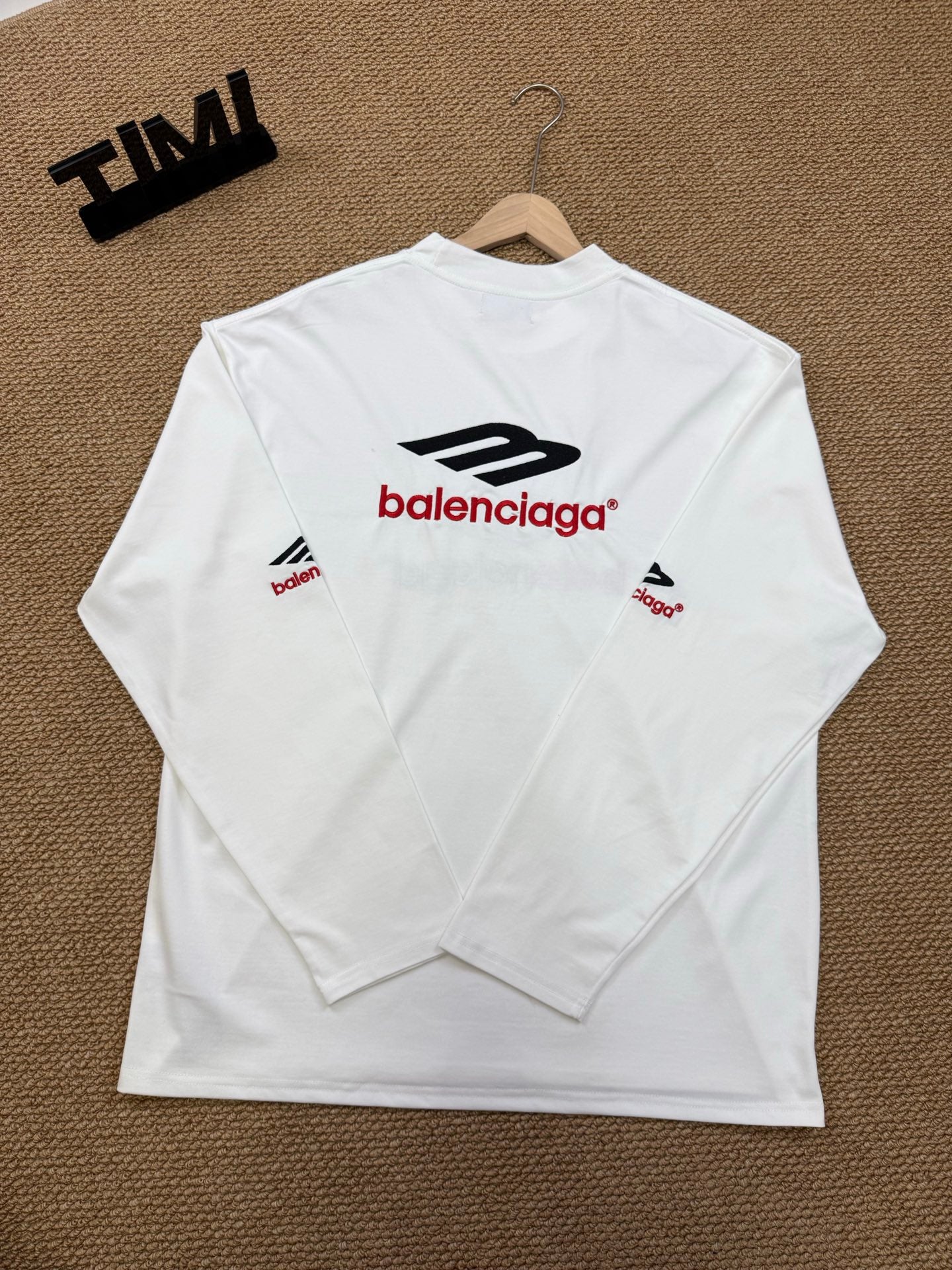 Balenciaga Long-Sleeve T-Shirt with Large Embroidered "M3M" Letter Logo