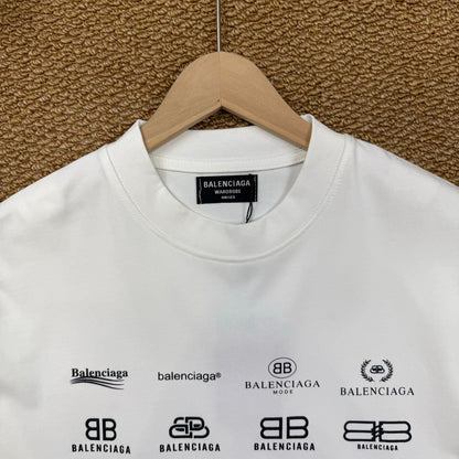 Balenciaga All-Over Logo Print Long-Sleeve Top