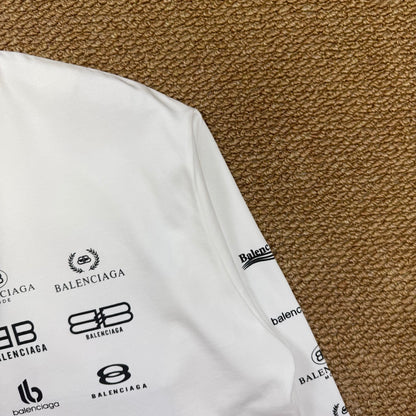 Balenciaga All-Over Logo Print Long-Sleeve Top