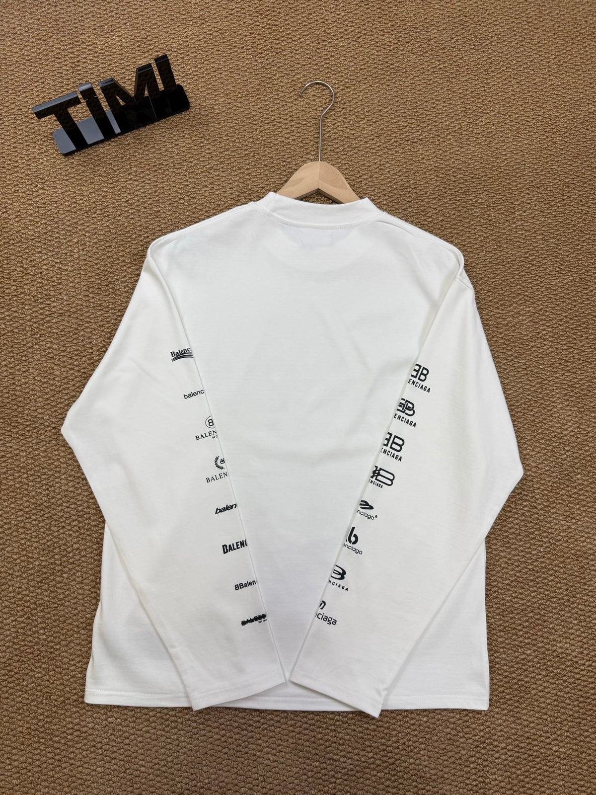 Balenciaga All-Over Logo Print Long-Sleeve Top