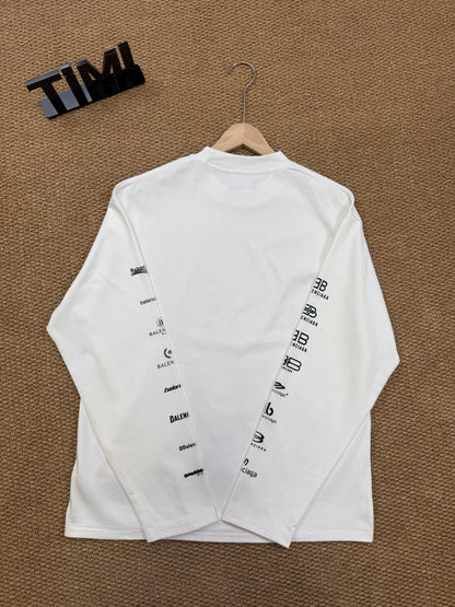 Balenciaga All-Over Logo Print Long-Sleeve Top