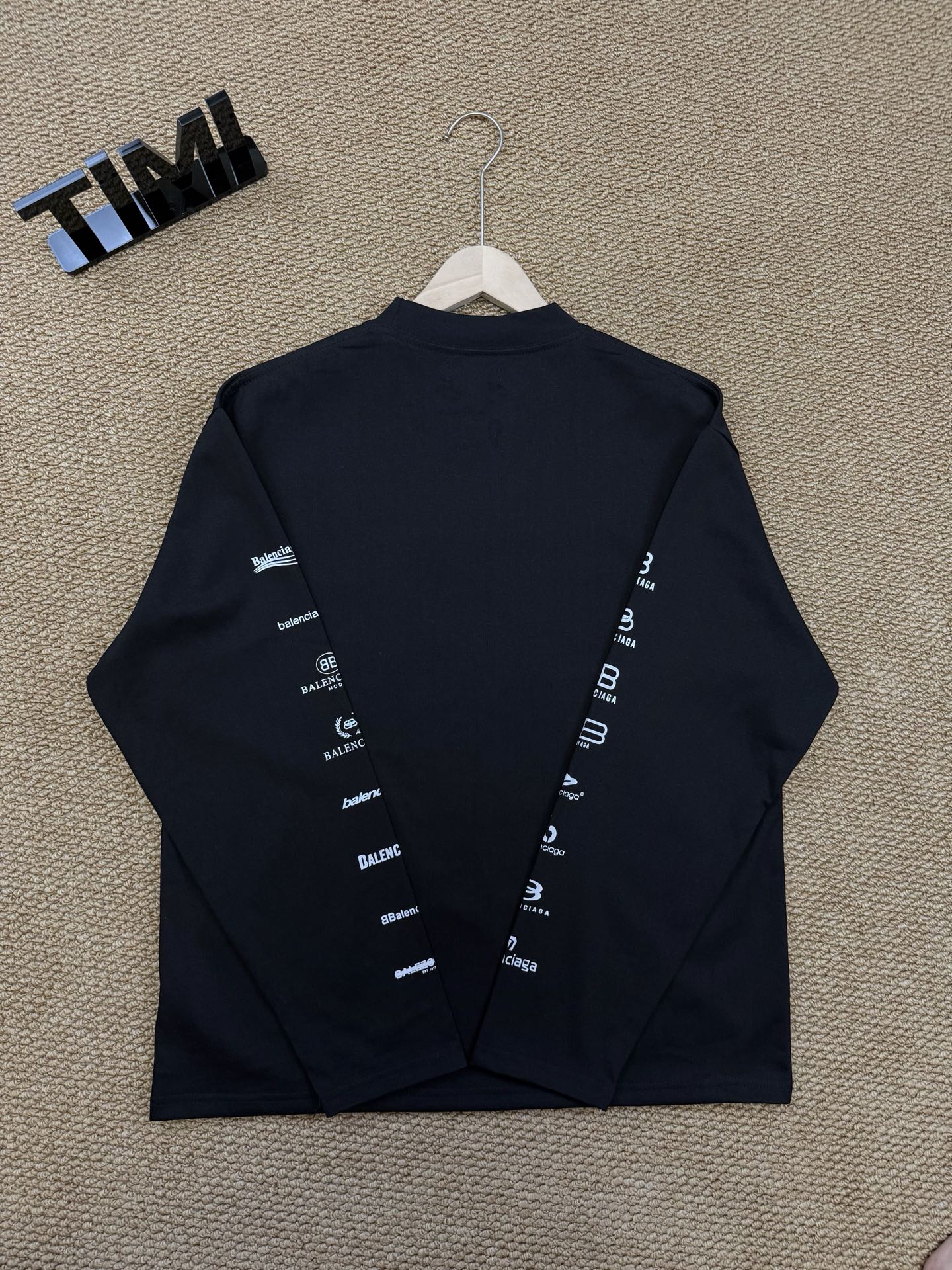 Balenciaga All-Over Logo Print Long-Sleeve Top