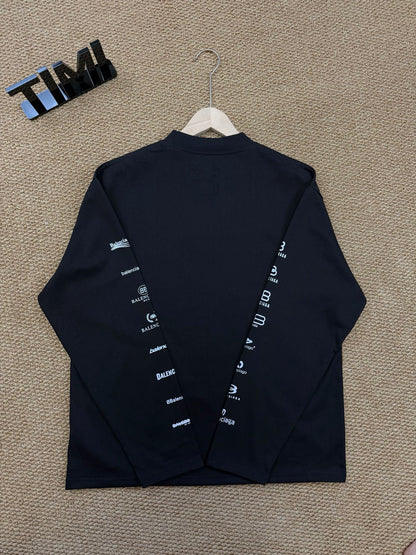 Balenciaga All-Over Logo Print Long-Sleeve Top