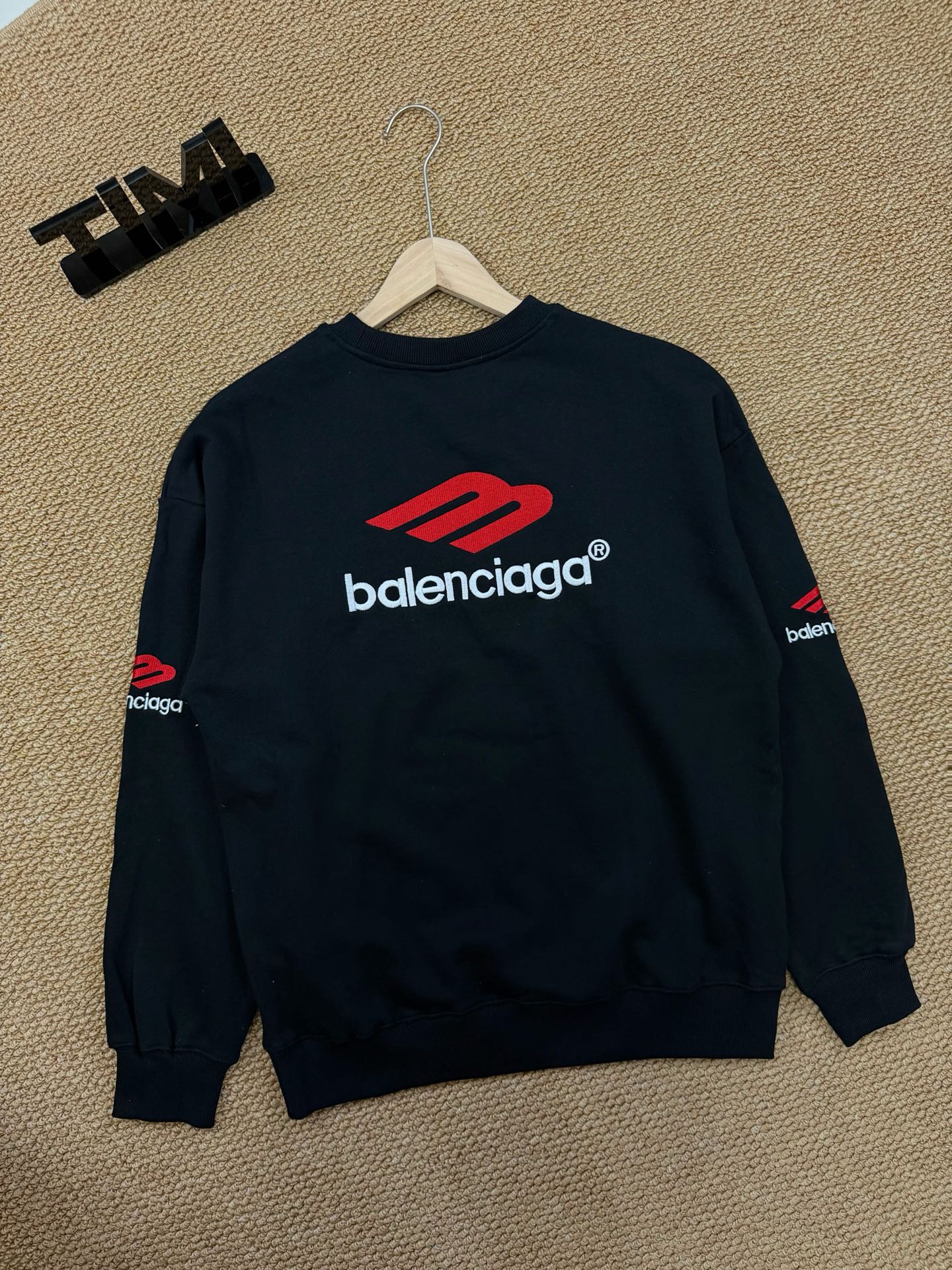 Balenciaga Crewneck Sweatshirt with 3M Letter Embroidery