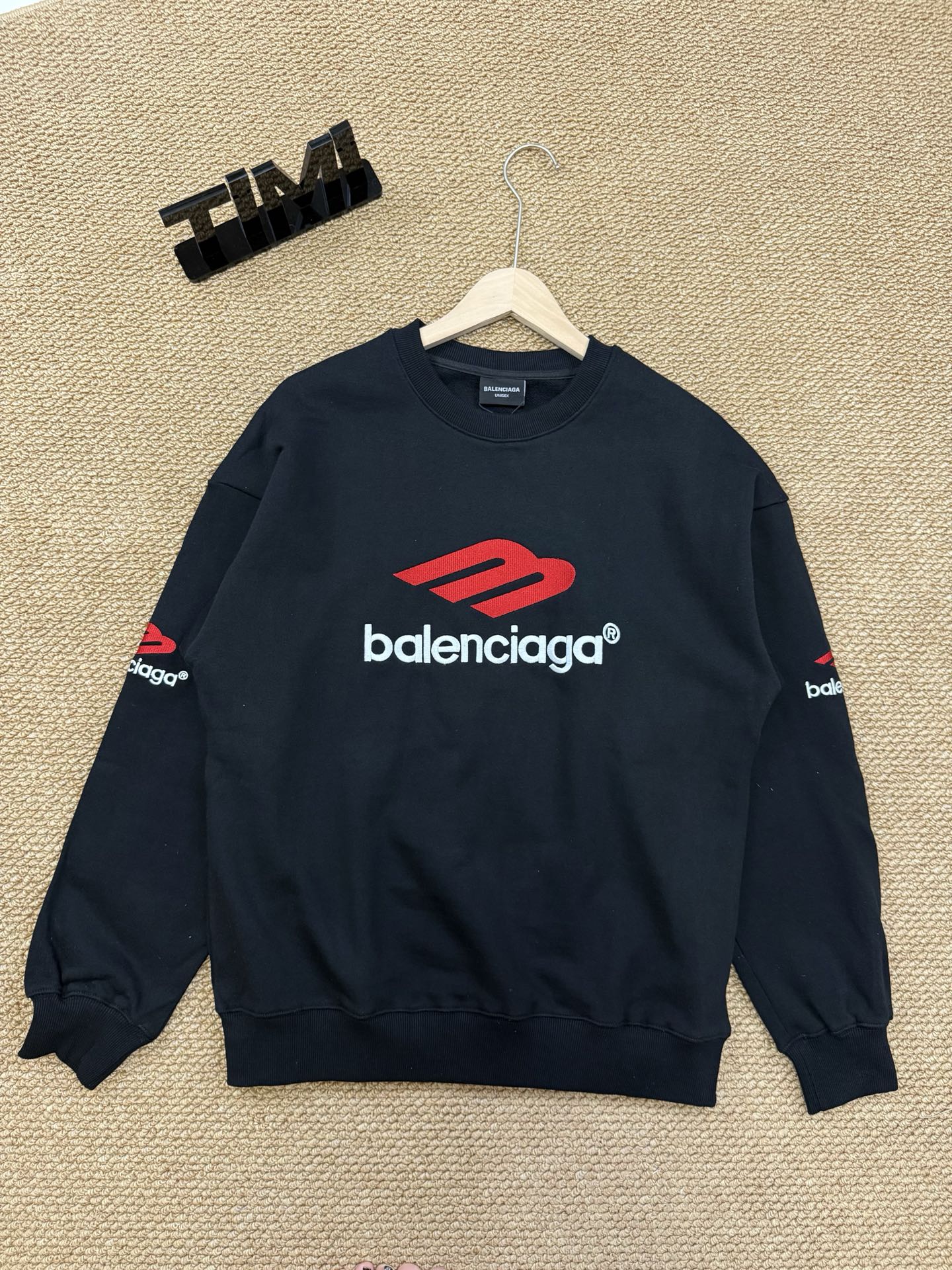 Balenciaga Crewneck Sweatshirt with 3M Letter Embroidery